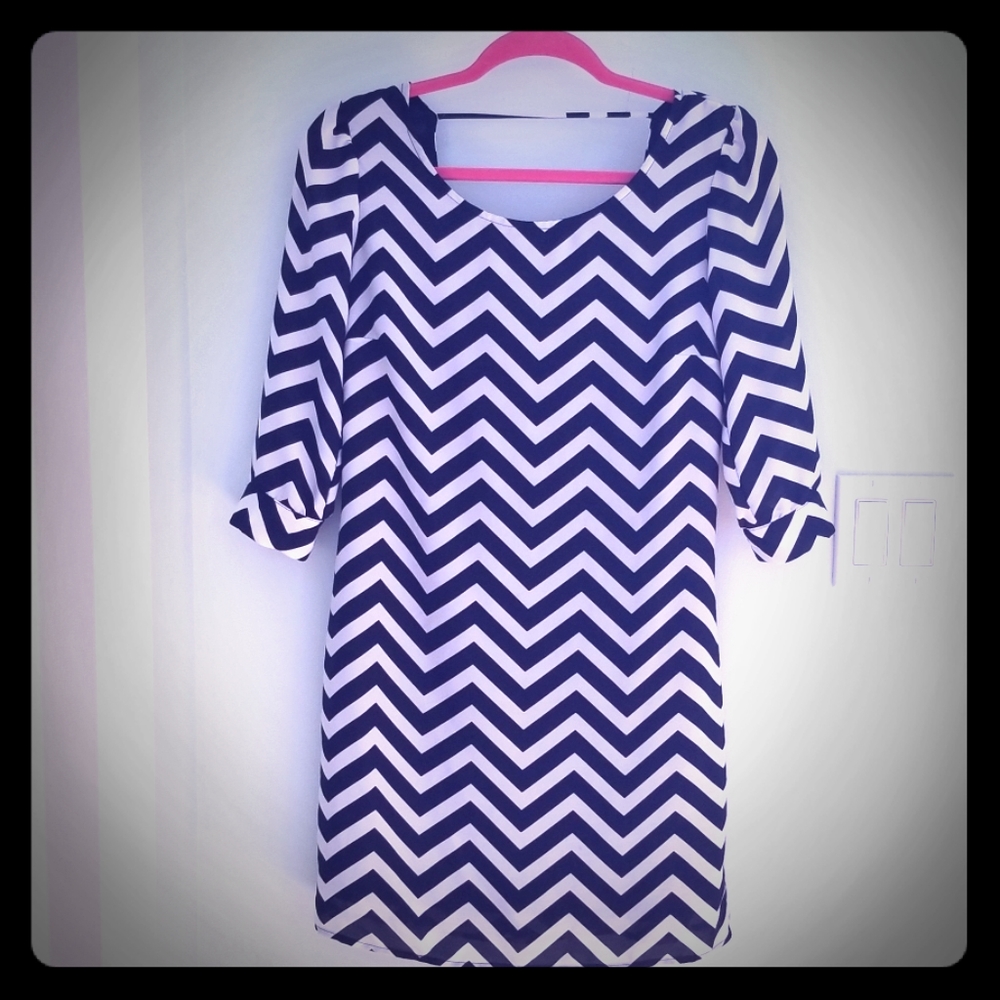 Chevron print shift dress